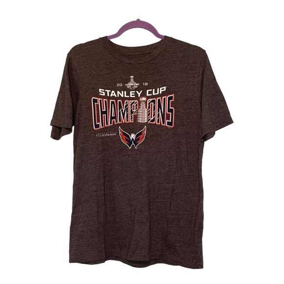 NHL Washington Capitals Hockey Graphic Tee Gray 2018 Stanley Cup Champions Washi - Picture 1 of 5